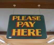 1 x Botany Bay Wooden Hand Painted Hanging Signage - Please Pay Here - Size 36 x 24 Inches - Ref BB8