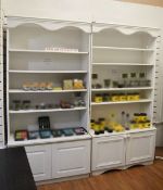 2 x Dressers With Shelf and Storage Cupboards - Finished in White - H203 x W101 x D45 cms - Ref