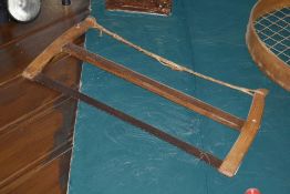 3 x Large Vintage Tools Including Rake and Saw Ref BB676 GF - CL351 - Location: Chorley PR6