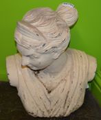 1 x Female Bust in Cast Stone - Garden Ornament - 60 x 54 cms - Ref BB1791 - CL351 - Location: