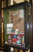 1 x Wall Mounted Display Case With Various Vintage Sewing Accessories - H74 x W51 x D16 cms Ref BB68