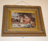 1 x Ornate Framed Picture Of A Picnic By Carvers & Gilders England - Price £148.00