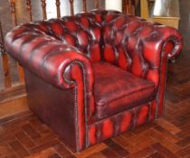 1 x Chesterfield Blood Red Button Back Armchair - H73x W105 x D82 cms - Ref BB000 TFF - CL351 -
