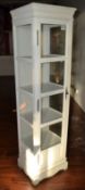 1 x Upright Display Cabinet Painted in White With Key - BB983 GF - CL351 - Location: Chorley PR6 The