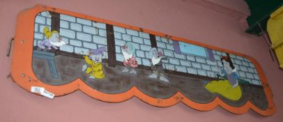 1 x Vintage Metal Hand Painted Fairground Ride Barrier Fence Panel With Braced Back and Mounting Hoo