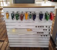 1 x Slat Wall Display Unit With 23 Packs of Acrylic Paint, Slat Shelf and Slat Rails - H123 x W120 x