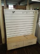 1 x Double Sided Slat Wall Retail Units With Drawers on Castors - H145 x W130 x D45 cms - Ref M562