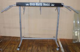 1 x Old Guy Rules Retails Clothes Rail Island - H142 x W230 x D74 cms - Ref BB638 1F - CL351 - Locat