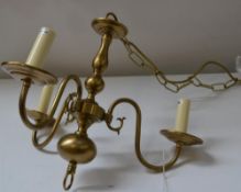 1 x CHELSOM Chandelier Light Fitting With Three Arms In a Brass Finish - Dimensions: Drop Lenth 95cm