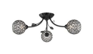1 x Bellis II-3 Light Semi-Flush Ceiling Light,Black Chrome - Brand New Boxed Stock