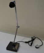 1 x CHELSOM Table Lamp With Chrome adjustable Stem And Black Base - Dimensions: H56/L14cm - New/Unus
