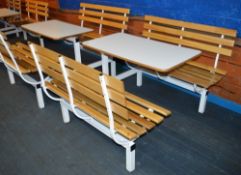 6 x Table and Bench Sets - Powder Coated Steel Frames Incorporating Tables and Wooden Benches - H78