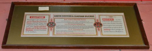 1 x South Eastern & Chatham Railway Passenger Food Menu - Reproduced By Courtesy of British Railways