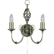 1 x Ex Display Zanzibar 2 Light Wall Light Antique Brass - CL364 - Ref: PAL Edin/2 M520 - Location: