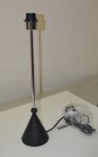 1 x CHELSOM CHELSOM Table Lamp With A Sliver Stem And Black Coned Shape Base - Dimensions: H57/L12cm