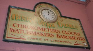 1 x Hand Painted Advertisement Sign - Henry John Daniels Chronometers, Clocks, Waters, Barometers of