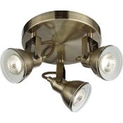1 x Ex Display Focus 3 Light Ceiling Spotlight Antique Brass - CL364 - Ref: PAL Edin/2 12684 - Locat