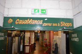 1 x To Casablanca Coffee Bar and Shops Wooden Sign - 6ft x 1ft  - Hand Painted - Ref BB805 GF -