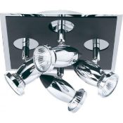 1 x Ex Display Comet 4 Light Ceiling Spotlight Polished Chrome Black - CL364 - Ref: PAL Edin/2 M514