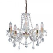 1 x Marie Therese 5 Light Chandelier Polished Brass - New Boxed Stock - CL364 - Ref: PAL Edin/1 699-