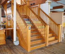 1 x Solid Timber Double Staircase - H374 x W275 x L620 cms - Ref BB177 2F - CL351 - Location:
