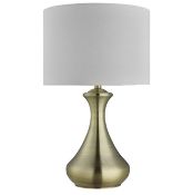 2 x Antique Brass Touch Table Lamp With Cream Fabric Shade - Brand New Boxed Stock