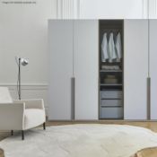 1 x Roset Ethan Wardrobe Unit In A Satin White & A Light Grey Finish - Boxed Stock - Ref: 5926692 P1