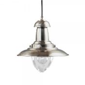 1 x A Pair Of Fisherman Lights Ceiling Pendant Satin Silver - New Boxed Stock - CL364 - Ref: PAL Edi