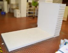 1 x Shop Display Platform / Unit With Slatwall Panels To The Side - 2.4 Metres Long - Ref BB930