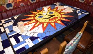 1 x Large Rectangular Mosaic Mexican Sun Face Dining Table - Bespoke Table by Imperial Mosaics With