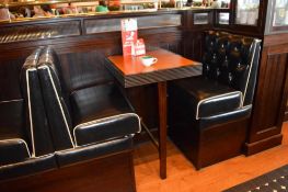 4 x Sections Of Booth Seating With 2 x Wall Mounted Tables - Seating Upholstered In Black A Faux Lea