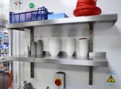 2 x Stainless Steel Wall Mounted Shelves - Length 96 cms - CL366 - Ref BB1044 - Location: Milton Key