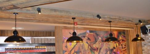 6 x Metal Ceiling Lights in Black and Gold - 80 cms Drop x 47 cms Diameter - CL363 - Location: Steve