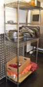 1 x Commercial Kitchen Wire Storage Rack - Four Tier - H180 x W90 x D40 cms - Ref CQ103 - CL363 - Lo