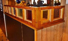 3 x Sections of Privacy Dividers With Wood Frames and Coloured Glass Inserts - Widths 113 cms, 220 c