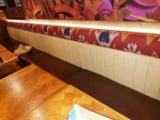 1 x Banquette Seating Bench With Faux Leather and Fabric Upholstery - Faux Leather Brown Seating Wit