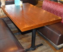 1 x Paneled Design Rectangular Restaurant Dining Table With Cast Iron Base - H76 x W120 x D75 cms -
