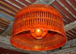 1 x Large Ceiling Pendant in Drum Light in Rustic Orange - H60 x W87 cms - Drop 80cms - CL363 - Loca
