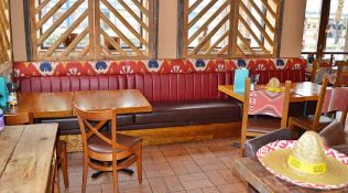 1 x Banquette Seating Bench With Faux Leather and Fabric Upholstery - Faux Leather Brown Seating Wit