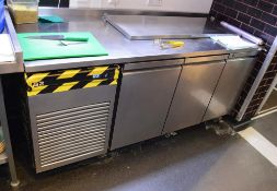 1 x Foster G2 Three Door Refrigerated Prep Bench With Salad / Pizza Topper - Includes Set of Gastro