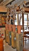 4 x Connecting Industrial Posts With Planters - Suitable For Room Divider or Walk Way - H93/240 x W1