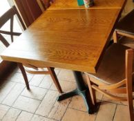 6 x Paneled Design Two Seater Restaurant Dining Tables With Cast Iron Bases - H76 x W70 x D75 cms -