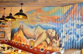 1 x Bespoke Corrugated Roof Panel Wall Art Depicting Sleeping Mexican Lady - H170 x W460 cms - CL363