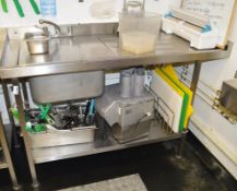 1 x Commercial Right Hand Spill Proof Drainer Table With Sink Basin, Basin Cover, Undershelf and Mix