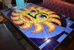 1 x Large Rectangular Mosaic Mexican Sun Face Dining Table - Bespoke Table by Imperial Mosaics With