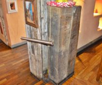 3 x Industrial Style Timber Posts With Hand Rails - Includes 1 x 6 Post, 1 x 5 Post and 1 x 2 Post -