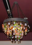 1 x Recycled Beer Bottle Light Chandelier - Diameter 90 cms x H64 cms - CL363 - Location: Stevenage