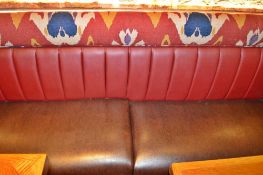 1 x Banquette Seating Bench With Faux Leather and Fabric Upholstery - Faux Leather Brown Seating Wit