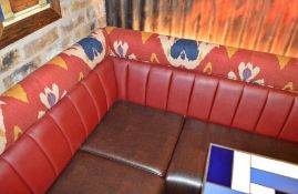 1 x Banquette Seating Bench With Faux Leather and Fabric Upholstery - Three Sided Design - Faux Leat