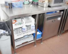 1 x Stainless Steel Prep Table With Tray Holders and Sink Basin - H95 x W150 x D75 cms - CL366 - Ref